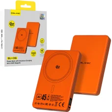 Blavec Power Bank 10000mAh BJ-05 Ultra rýchly 16mm - Type C - Qi2.2 25W + PD 45W magnetická indukcia Magsafe 2 v 1 (PBBJ05-QI22MC10O) oranžový hliník