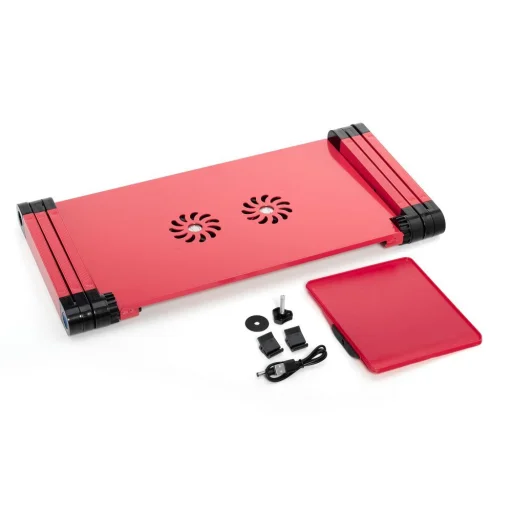 Univerzálny nastaviteľný stolík pod notebook s chladením YL-803 červený - 5