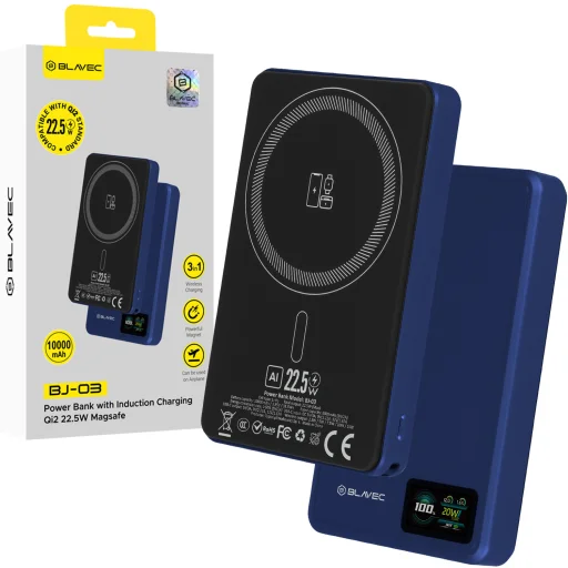 Blavec Power Bank 10000mAh BJ-03 Slim 13,5mm - Typ C - 22,5W magnetická MagSafe 3 v 1 (PBBJ03-MC10N) granátovomodrá hliníková - 1