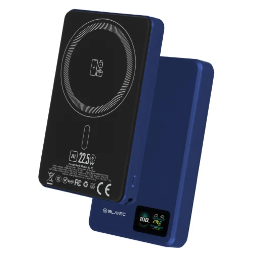 Blavec Power Bank 10000mAh BJ-03 Slim 13,5mm - Typ C - 22,5W magnetická MagSafe 3 v 1 (PBBJ03-MC10N) granátovomodrá hliníková - 2