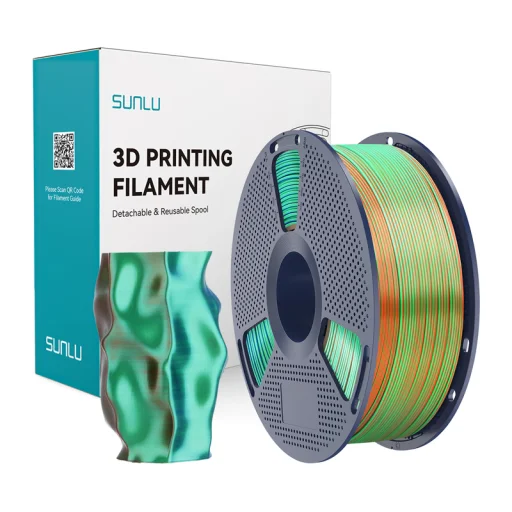 Sunlu PLA+ Silk trojfarebný filament oranžovo-modro-zelený - 1