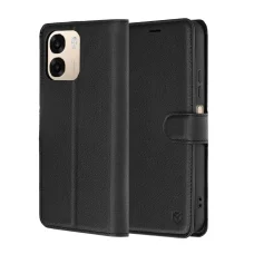 Oppo A6 4G čierne kožené flipové puzdro Techsuit