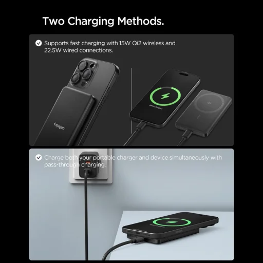 Spigen EA2205MQ Essential MagSafe Power Bank 5000mAh 22.5W Qi2 čierna - 6
