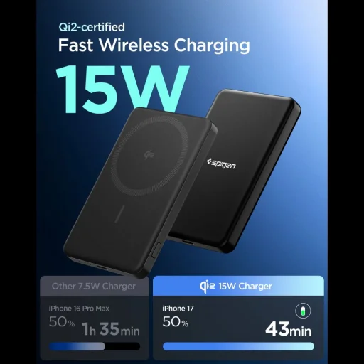 Spigen EA2205MQ Essential MagSafe Power Bank 5000mAh 22.5W Qi2 čierna - 2
