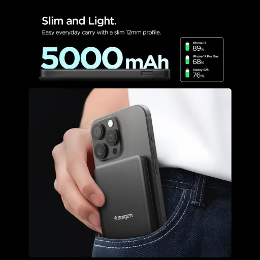 Spigen EA2205MQ Essential MagSafe Power Bank 5000mAh 22.5W Qi2 čierna - 4