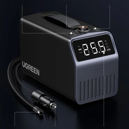 Ugreen 150 PSI 12V Elektromos Autógumi Pumpa Digitális Kijelzővel - Szürke - 8