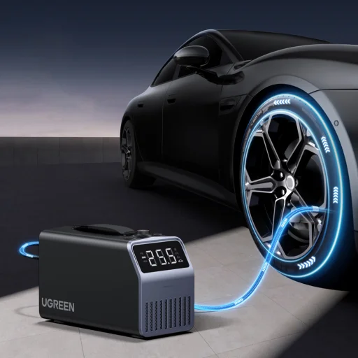 Ugreen 150 PSI 12V elektrický kompresor do auta s digitálnym displejom - sivý - 2