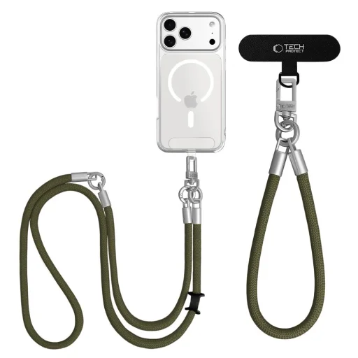 Tech-Protect C10S Rope Crossbody & Wrist olivovo zelená/titánová - 3