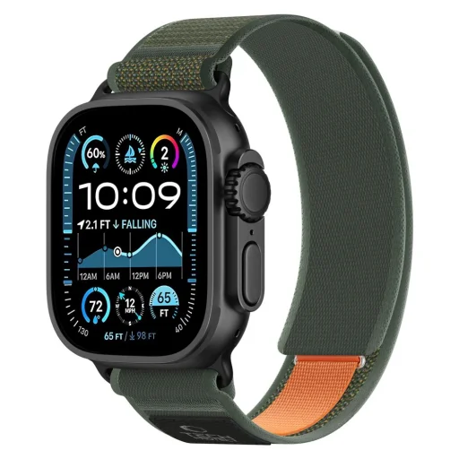 Apple Watch 8 / 9 / 10 / 11 / SE / Ultra (44 / 45 / 46 / 49 mm) Tech-Protect Nylon Elite nejlon szíj zöld/narancssárga - 2