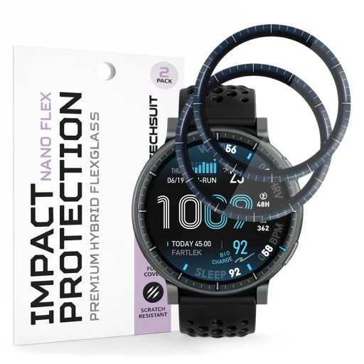 Techsuit - Nano Flex (2 ks) - Amazfit Active Max - Čierne ochranné sklo - 1