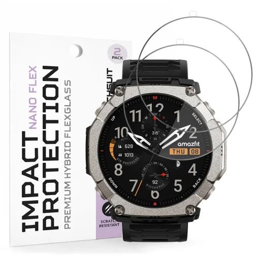 Techsuit - Nano Flex (balenie 2 ks) - Amazfit T-Rex Ultra 2 - Čierne ochranné sklo - 1