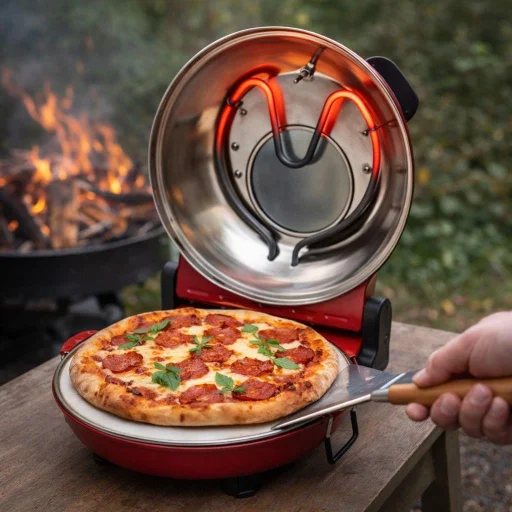 HOME HGPZ30 elektrická pec na pizzu, 1200 W, max. 430 °C, mechanický teplomer, pizza kameň, okno s dvojitým sklom, horný a dolný ohrev - 6