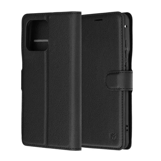 Motorola Edge 70 Fusion Čierne kožené flipové puzdro Techsuit - 6