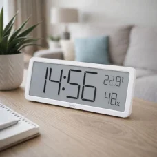 HOME HC18 vlhkomer a teplomer s budíkom, s prémiovým LCD displejom, na nábytok aj na stenu