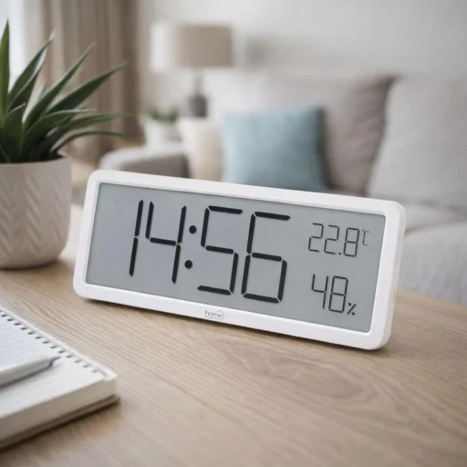 HOME HC18 vlhkomer a teplomer s budíkom, s prémiovým LCD displejom, na nábytok aj na stenu - 1