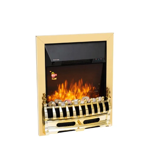 HOME FKKI25G beépíthető elektromos látványkandalló, max. 2000 W, LED fényeffekt, 2 fokozat, távirányító, heti időzítés, arany díszítés - 2