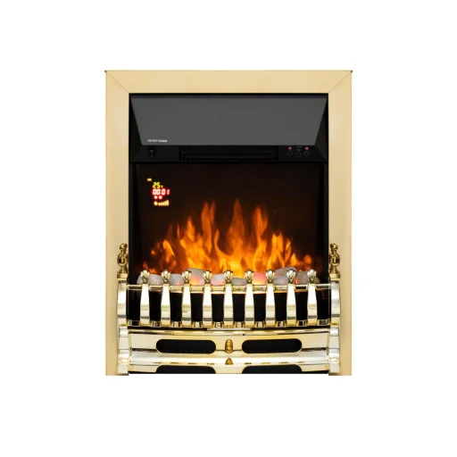 HOME FKKI25G beépíthető elektromos látványkandalló, max. 2000 W, LED fényeffekt, 2 fokozat, távirányító, heti időzítés, arany díszítés - 1