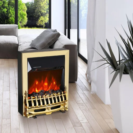 HOME FKK25G szabadon álló elektromos látványkandalló, max. 2000 W, LED lángeffekt, 2 fokozat, mechanikus vezérlés, arany díszítés - 8