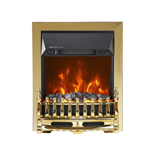 HOME FKK25G szabadon álló elektromos látványkandalló, max. 2000 W, LED lángeffekt, 2 fokozat, mechanikus vezérlés, arany díszítés - 1