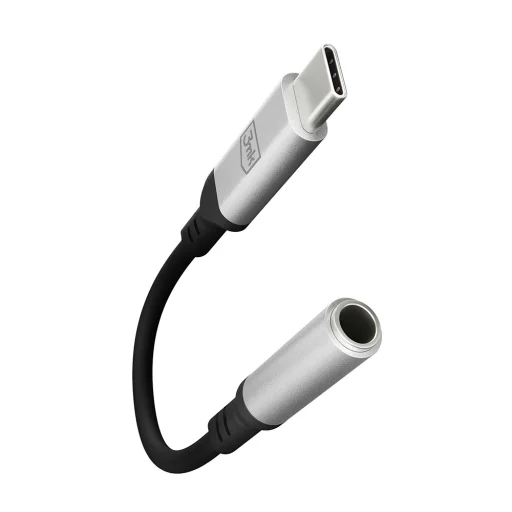3mk - Audio káblový adaptér - USB-C na Jack 3,5 mm, DAC čip, hliník - sivý - 4