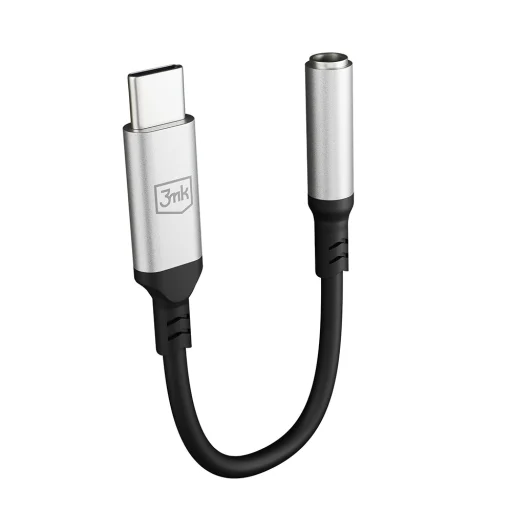 3mk - Audio káblový adaptér - USB-C na Jack 3,5 mm, DAC čip, hliník - sivý - 3