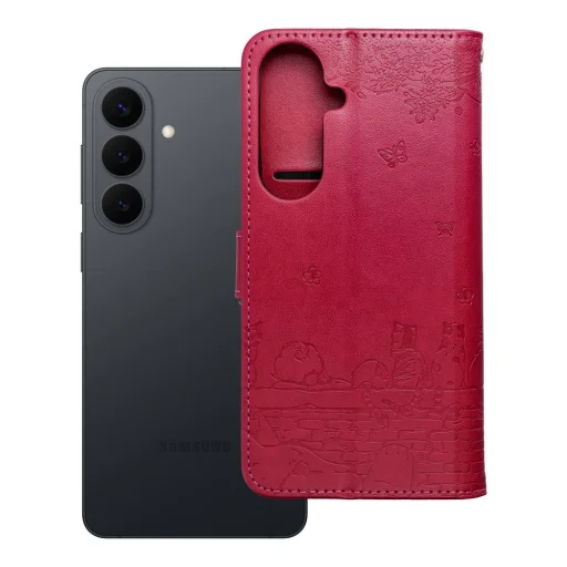 Samsung Galaxy S26 Plus MEZZO knižkové puzdro s mačkou červené puzdro - 8