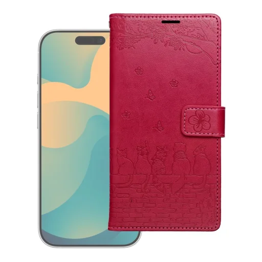 Xiaomi Redmi Note 15 Pro+ Plus 5G MEZZO knižkové puzdro s mačkou červené puzdro - 1