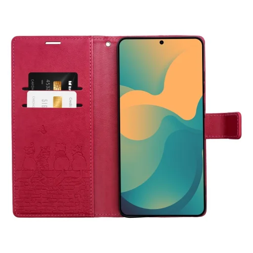Xiaomi Redmi Note 15 Pro+ Plus 5G MEZZO knižkové puzdro s mačkou červené puzdro - 3