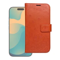 iPhone 17 Pro MEZZO knižkové puzdro s mačkou hnedé puzdro