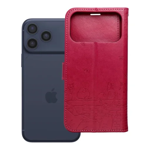 iPhone 17 Pro Max MEZZO knižkové puzdro s mačkou červené - 7