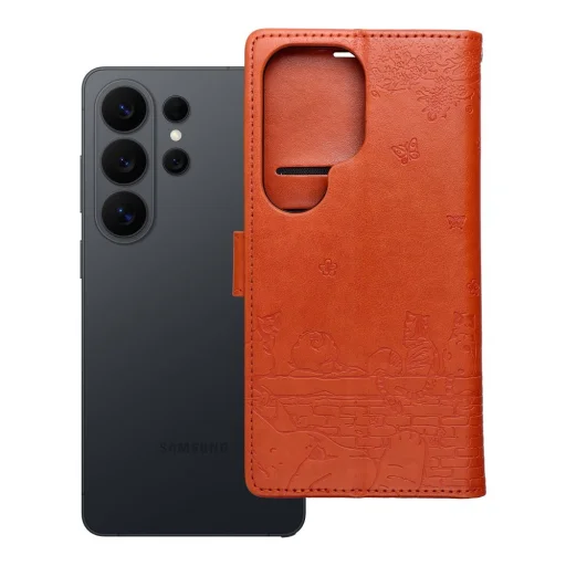 Samsung Galaxy S26 Ultra MEZZO knižkové puzdro s mačacím motívom hnedé - 8