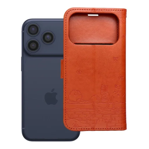 iPhone 17 Pro MEZZO knižkové puzdro s mačkou hnedé puzdro - 8