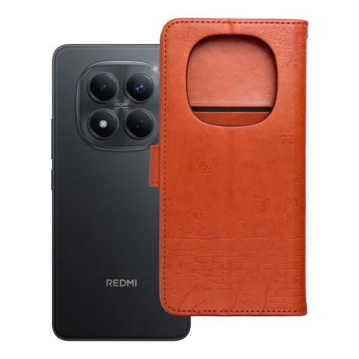 Hnedý obal s mačkou pre Xiaomi Redmi Note 15 Pro 5G - 8
