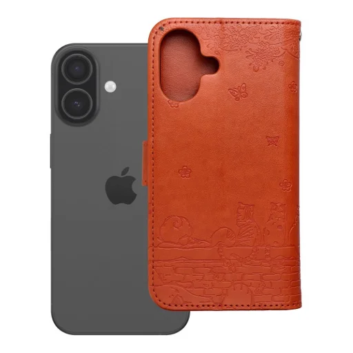iPhone 17 MEZZO knižkové puzdro s motívom mačky hnedé - 8