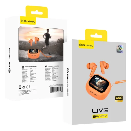 Blavec Bluetooth TWS slúchadlá BW-07 Live s LCD displejom (BW07L-O) oranžové - 13