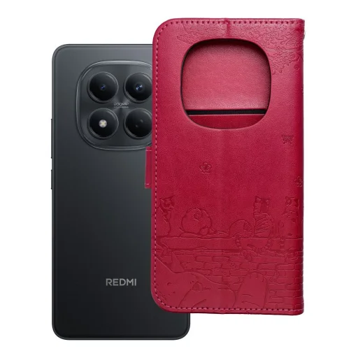 Xiaomi Redmi Note 15 Pro 5G MEZZO knižkové puzdro s mačkou červené puzdro - 8