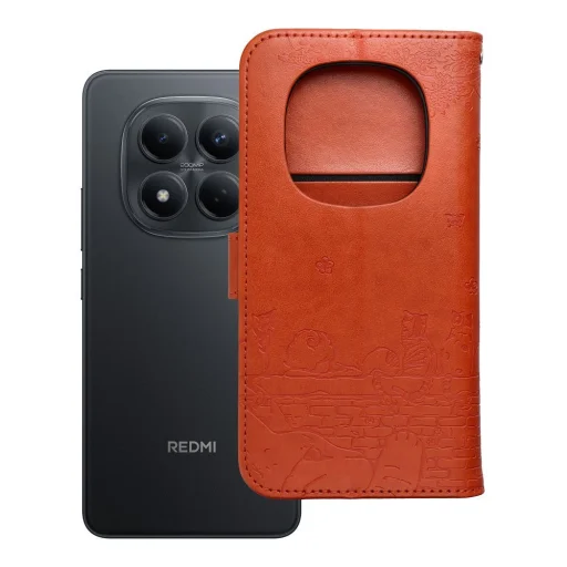 Hnedé puzdro s mačkou pre Xiaomi Redmi Note 15 Pro 4G - 8