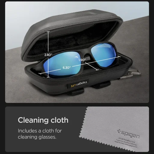 Spigen - Puzdro na slnečné okuliare Lock Fit LF520 (ACS09444) - Univerzálne, so zipsom, zabudovaným kovovým klipom a otváračom na fľaše - Čierne puzdro - 6