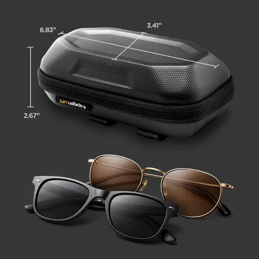 Spigen - Puzdro na slnečné okuliare Lock Fit LF520 (ACS09444) - Univerzálne, so zipsom, zabudovaným kovovým klipom a otváračom na fľaše - Čierne puzdro - 7