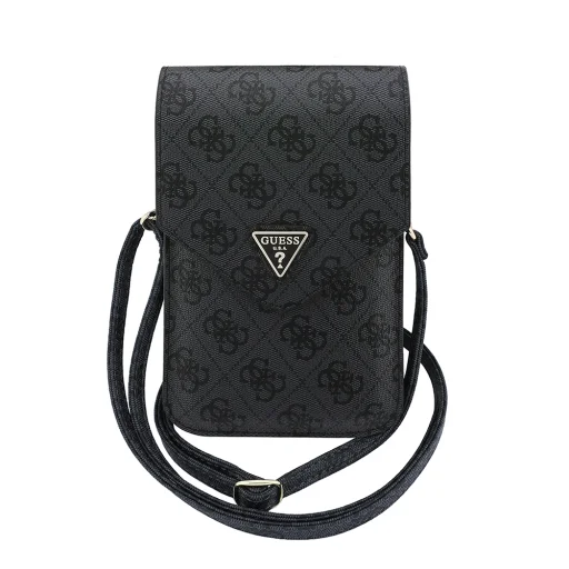 Guess - Univerzálne vyklápacie puzdro Triangle 4G (GUCWB2P4BLTRK) - Nastaviteľný popruh, eko-koža, dvojvrstvové - Čierne, puzdro - 1