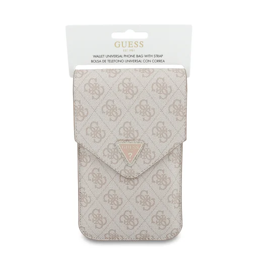 Guess - Universal Wallet Triangle 4G (GUCWB2P4BLTRP) - Nastaviteľný popruh, Eko koža, Dve vrstvy - Ružové flipové puzdro - 4