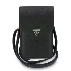 Guess - Univerzálna peňaženka Grained Peony Triangle (GUCWB2PGPOTRK) - Nastaviteľný popruh, eko koža, dve vrstvy - Čierna