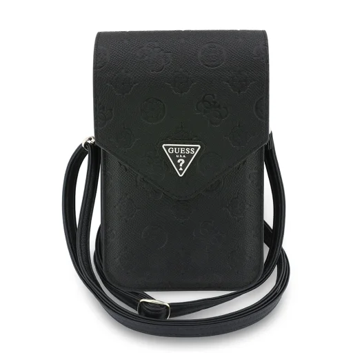 Guess - Univerzálna peňaženka Grained Peony Triangle (GUCWB2PGPOTRK) - Nastaviteľný popruh, eko koža, dve vrstvy - Čierna - 1