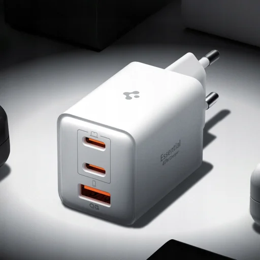 Spigen - Sieťová nabíjačka Essential EE473EU (ACH09464) - USB, 2x Type-C, Rýchle nabíjanie, Quantum Boost, 47W - Biela - 4