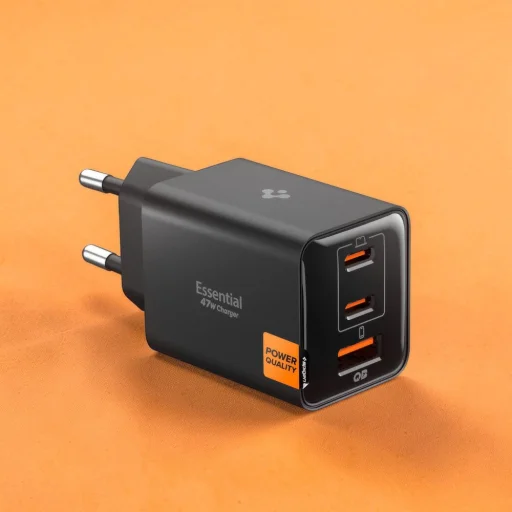 Spigen - Sieťová nabíjačka Essential EE473EU (ACH09465) - USB, 2x Type-C, Rýchle nabíjanie, Quantum Boost, 47W - Čierna - 3