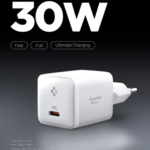 Spigen - Nabíjačka do siete Essential EE301EU (ACH09492) - Type-C, Rýchle nabíjanie, Quantum Boost, 30W - Biela - 2