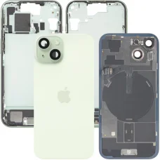 Kryt batérie so stredovým rámom Apple iPhone 15, Kompletné diely, Zelený, Demontovaný (Kvalita A) - zadný kryt