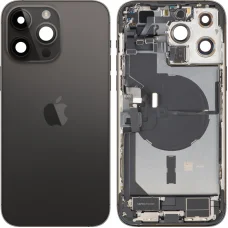 Kryt batérie / Zadný kryt so stredovým rámom pre Apple iPhone 14 Pro Max, kompletné diely, vesmírna čierna, demontovaný (Kvalita A)