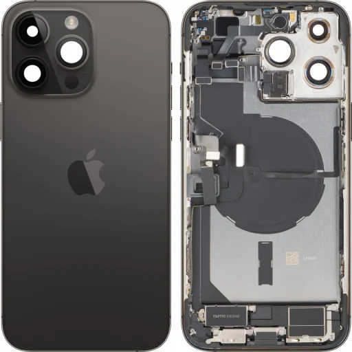 Kryt batérie / Zadný kryt so stredovým rámom pre Apple iPhone 14 Pro Max, kompletné diely, vesmírna čierna, demontovaný (Kvalita A) - 1