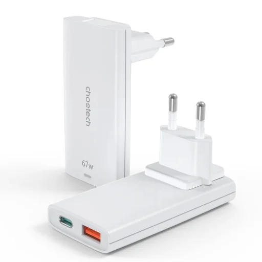 Choetech PD6011 65W GaN Ultra USB-C + USB-A sieťová nabíjačka - biela - 1